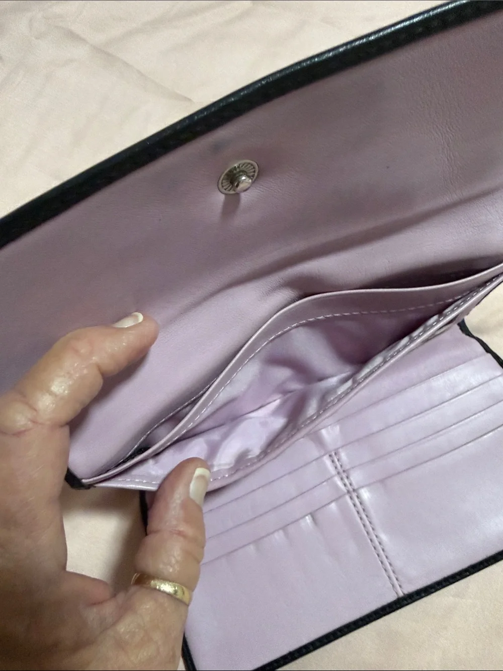 Black Leather Wallet with Contrast Stitching